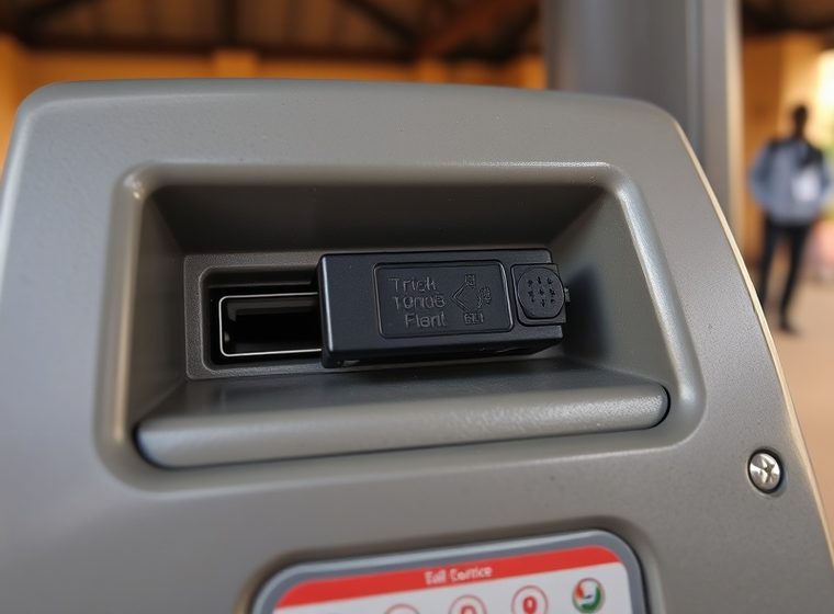Before — Terminal fascia with a foreign device fitted over the card reader.